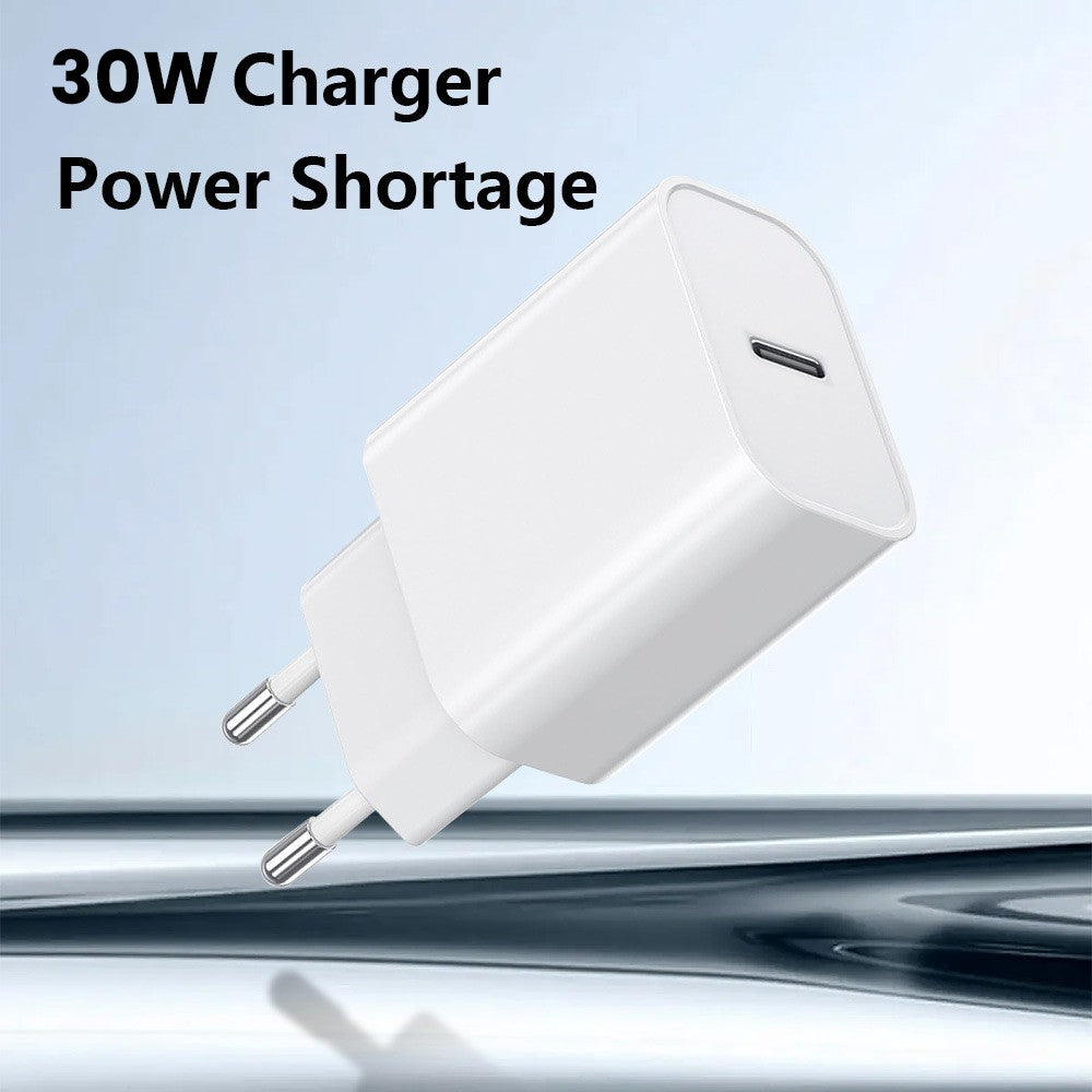 Incarcator Retea Fast Charge, Power Delivery 30W, Adaptor Priza Standard European, Compatibil iPhone 15 si 16, Protectie Supratensiune, Alb