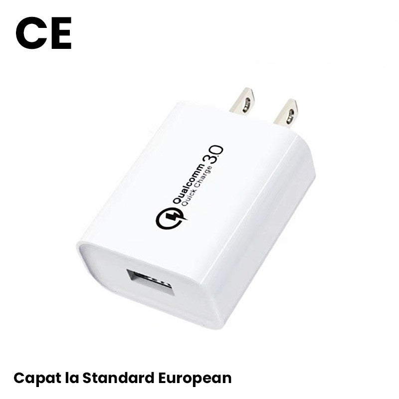 Incarcator Retea Fast Charge Quick Charge 3.0, Adaptor Priza USB 18W, 5V 3A, Compatibilitate Universala, Fara Cablu, Alb
