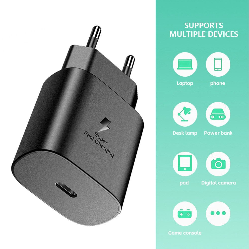 Incarcator Retea Super Fast Charge, Adaptor Universal Port USB-C, Tehnologie Power Delivery 25W, Plastic ABS, Negru
