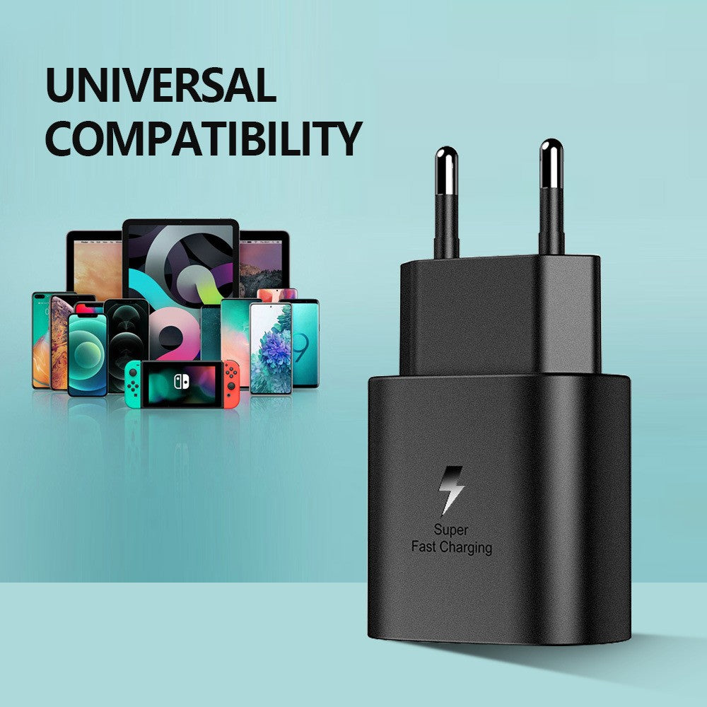 Incarcator Retea Super Fast Charge, Adaptor Universal Port USB-C, Tehnologie Power Delivery 25W, Plastic ABS, Negru