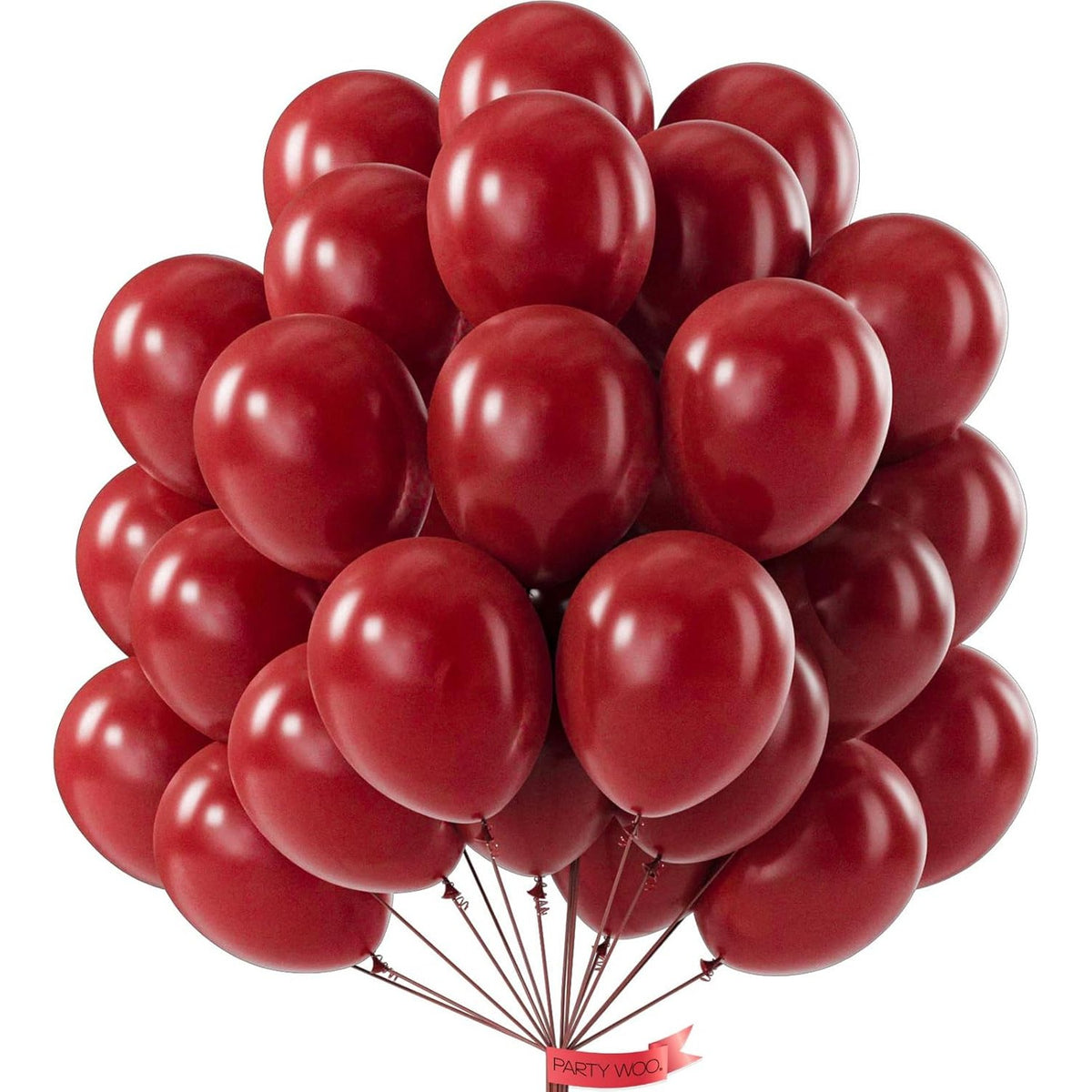 Set 12 Baloane din Latex Standard, Compatibile Aer sau Heliu, Decoratiuni Petreceri, 30 cm, Rosu Inchis