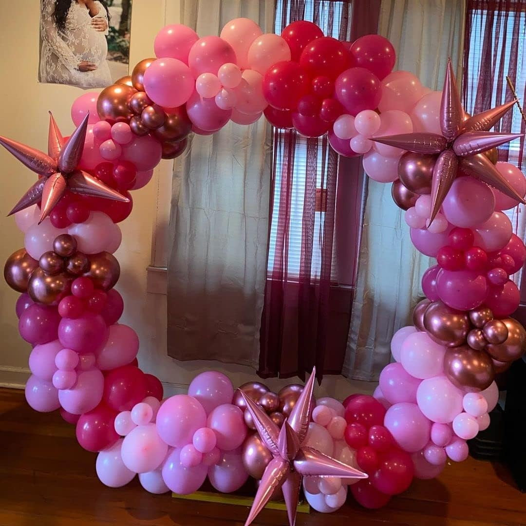 Set 12 Baloane Aniversare, Decoratiuni Petreceri si Evenimente, Compatibile Aer sau Heliu, Latex Standard, 25 cm, Roz