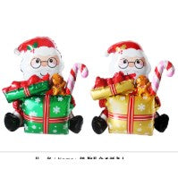 Balon Mos Craciun cu Cadou, Figurina Uriasa XXL pentru Decoratiuni Petrecere, Folie Aluminiu, 102x83 cm, Multicolor