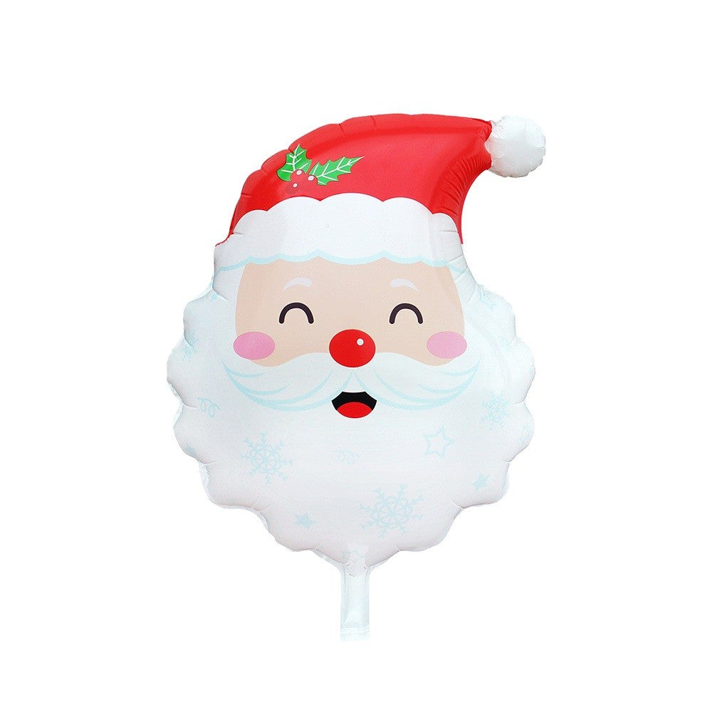 Balon Figurina Capul Lui Mos Craciun, Decoratiune Party Tema Craciun, Folie Aluminiu, 62 x 45 cm, Alb si Rosu
