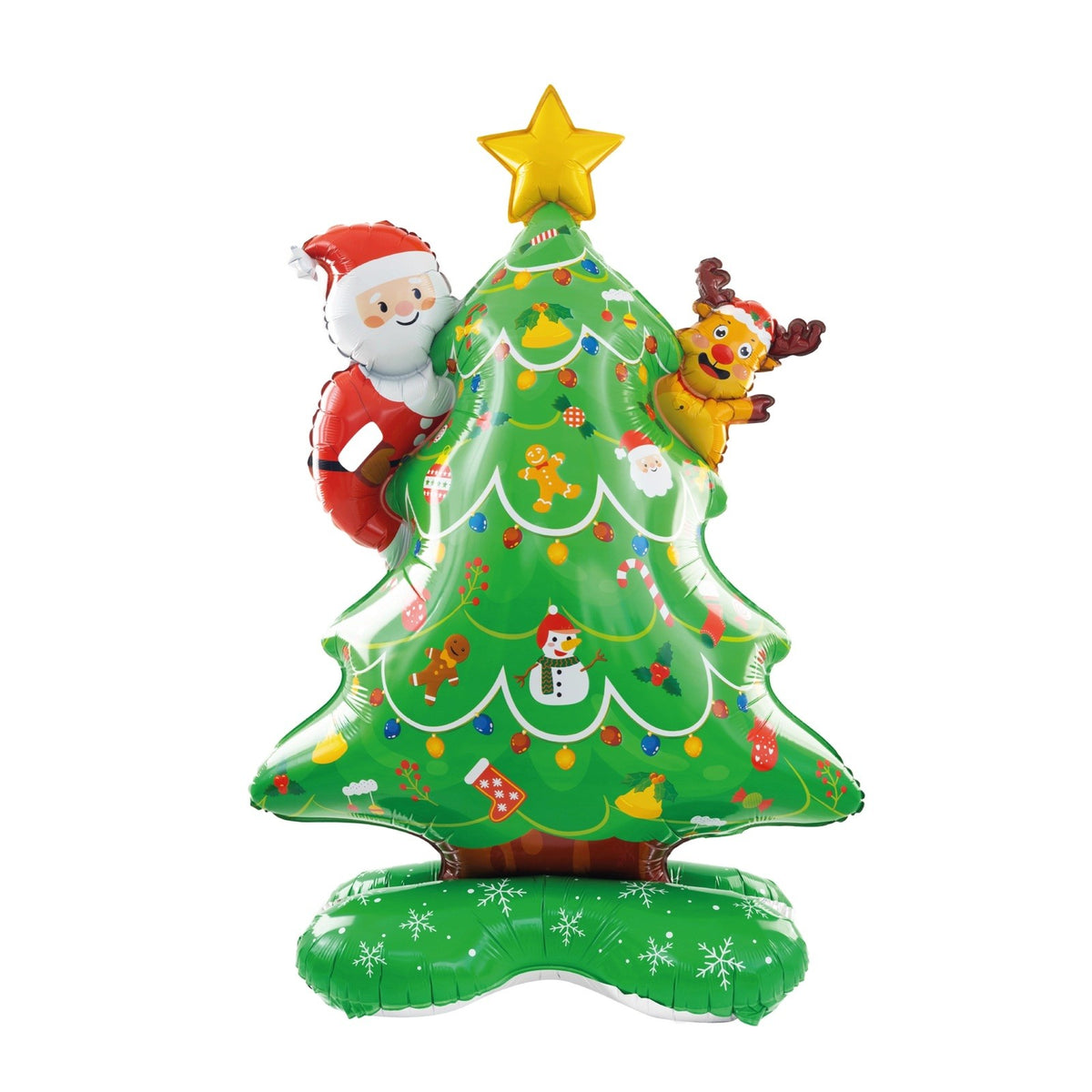 Balon Gigant Brad de Craciun, Decoratiune cu Baza Stabila, Folie de Aluminiu, 62 x 34 x 117 cm, Verde