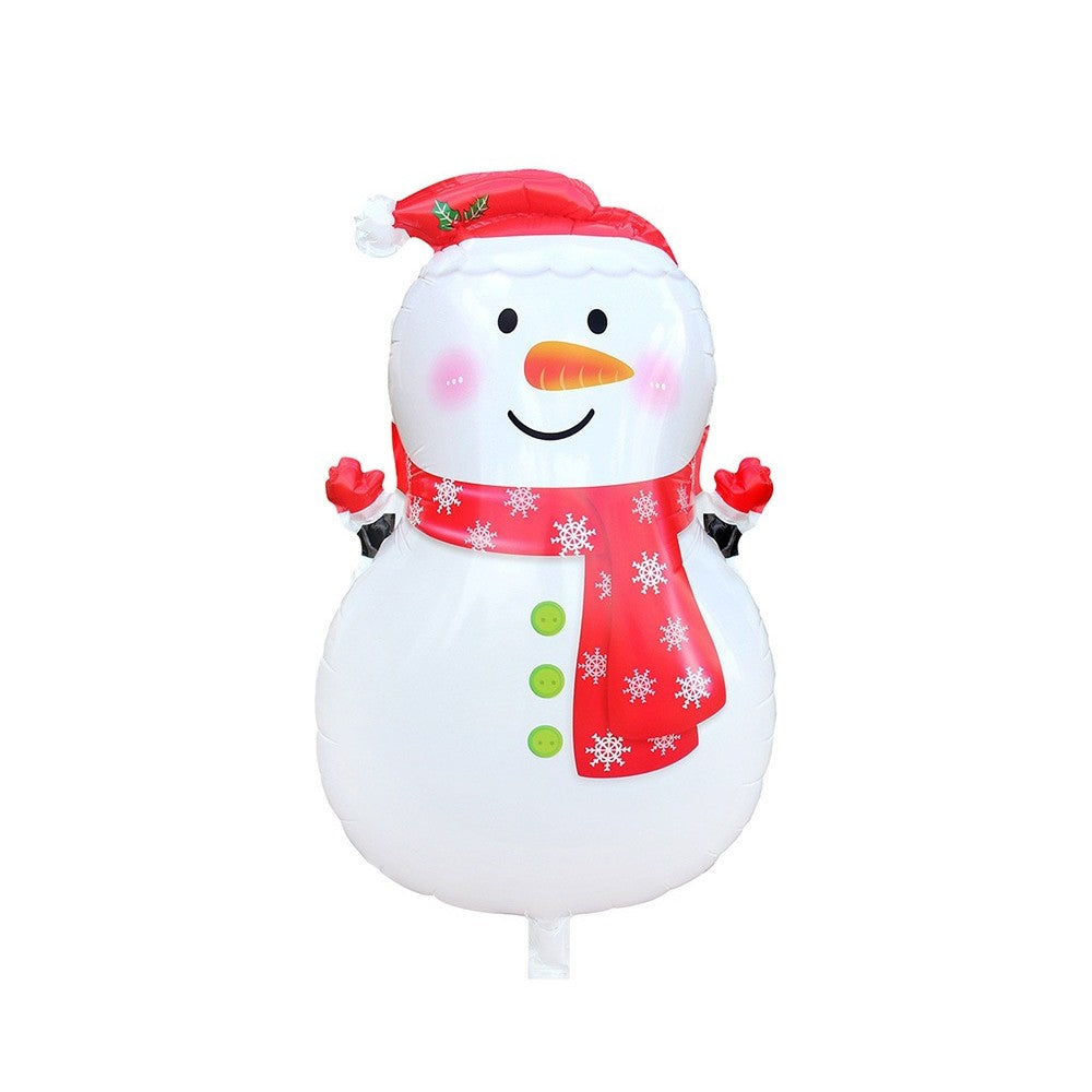 Balon Om De Zapada, Decoratiune Tematica Craciun, Material Folie De Aluminiu, 65 x 43 cm, Alb/Rosu