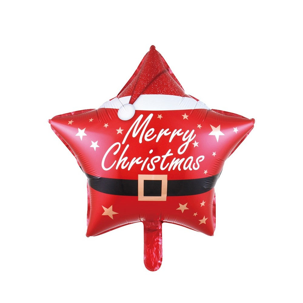 Balon Stea Craciun Merry Christmas, Decoratiune Tematica Sarbatori, Folie Aluminiu, Rosu, 45 x 45 cm