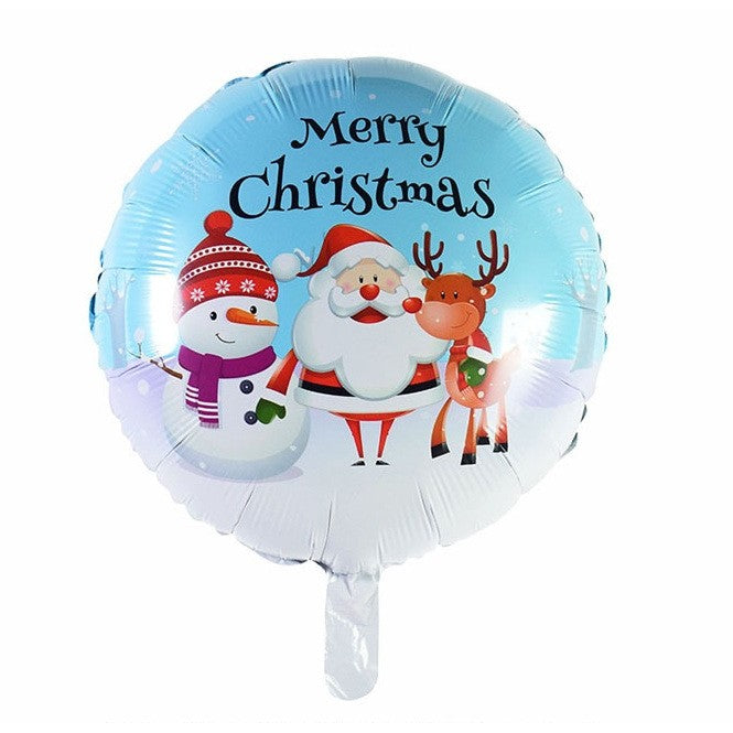 Balon Rotund pentru Craciun, Model Merry Christmas, Decoratiune Tematica Sarbatori, Folie Aluminiu, 44.5x53 cm, Albastru