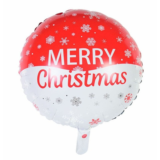 Balon Rotund Merry Christmas, Decoratiune Tematica Craciun, Folie Aluminiu, 44.5x53 cm, Rosu