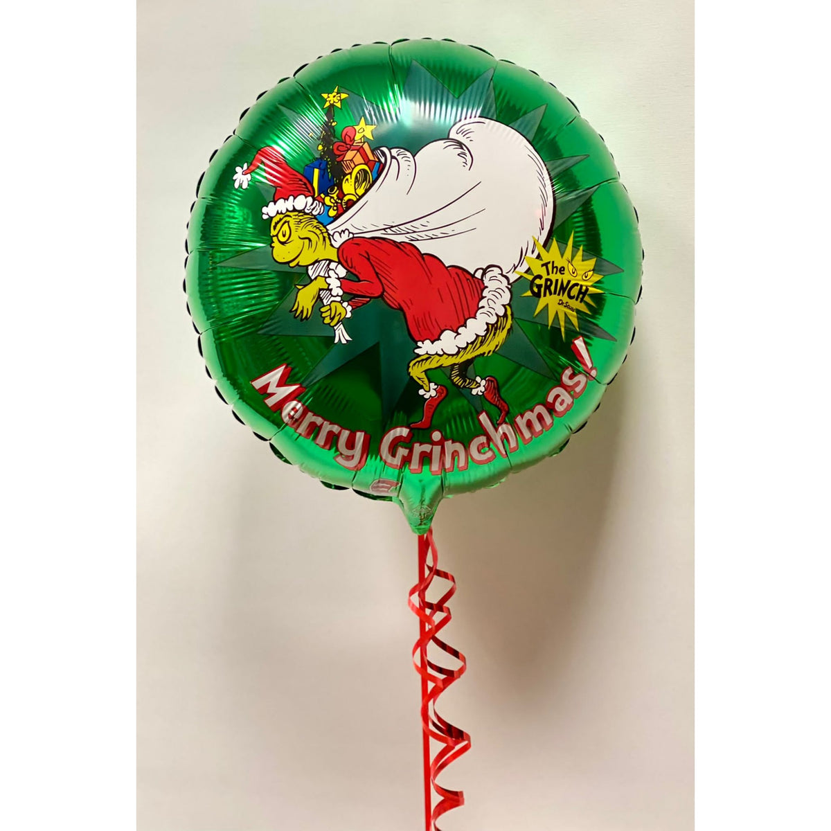 Balon Tematic Craciun Model Grinch, Balon Rotund pentru Petrecere, Folie de Aluminiu, 44x53 cm, Verde
