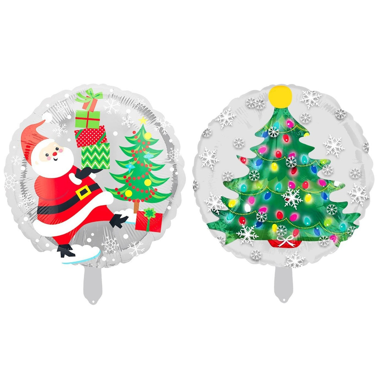 Balon Rotund pentru Craciun, Model Mos Craciun si Brad, Folie de Aluminiu, Decoratiune Petrecere, 44.5x53 cm, Multicolor