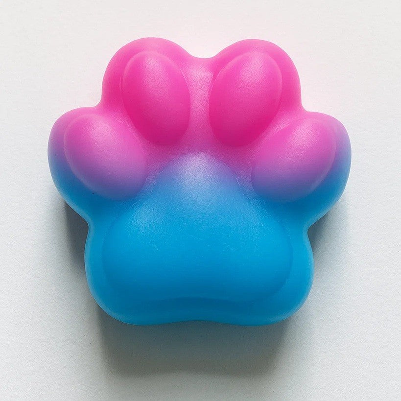 Jucarie Antistres Squishy, Labuta de Pisica Pufoasa cu Revenire Lenta, Material TPR Moale, 7.5 cm, Model 270512, Albastru/Roz