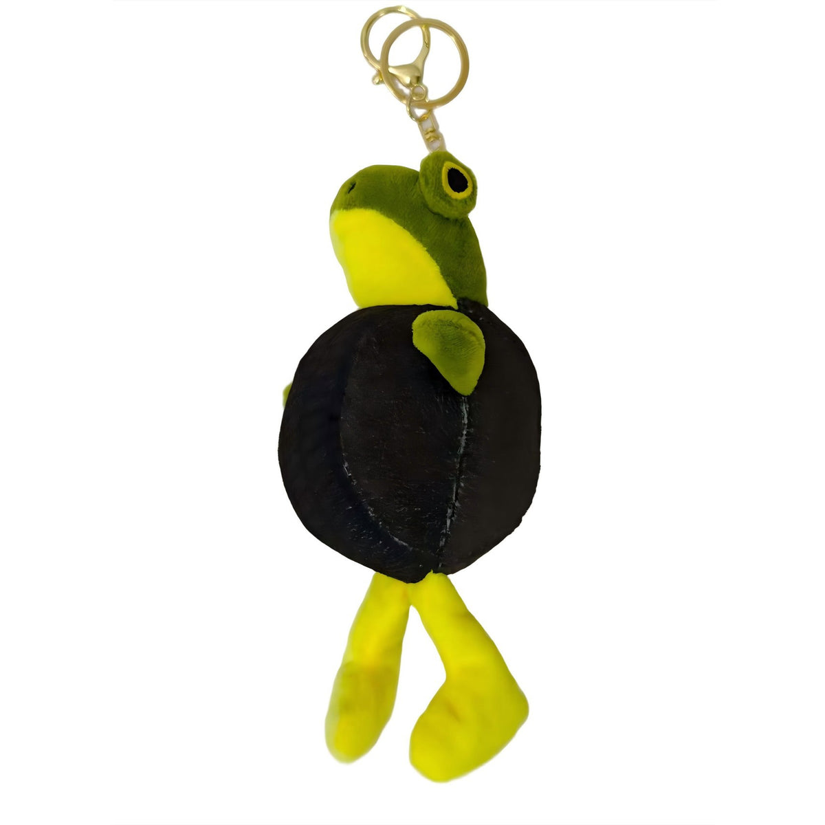 Breloc Jucarie Moale de Plus, Model Italian Brainrot Broscuta cu Anvelopa Boneca Ambalabu, Carabina Metalica, 18 x 11 cm, Negru/Verde