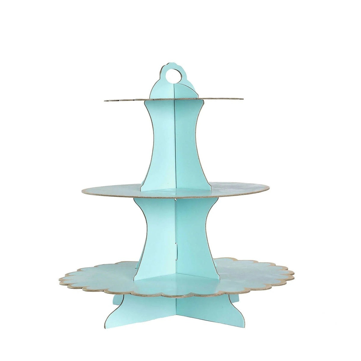Etajera pentru Prajituri si Cupcakes, Suport Deserturi cu 3 Nivele, Carton Rezistent, Inaltime 38 cm, Diametru 16/22/29 cm, Albastru