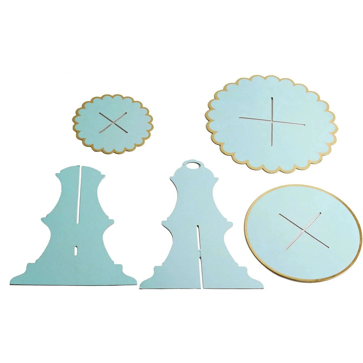 Etajera pentru Prajituri si Cupcakes, Suport Deserturi cu 3 Nivele, Carton Rezistent, Inaltime 38 cm, Diametru 16/22/29 cm, Albastru