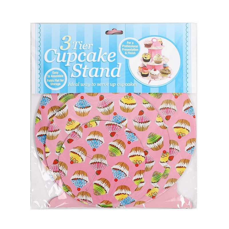 Suport Prăjituri și Candy Bar, Etajat pentru Petreceri și Evenimente, Carton Rezistent, 3 Etaje, Roz/Multicolor