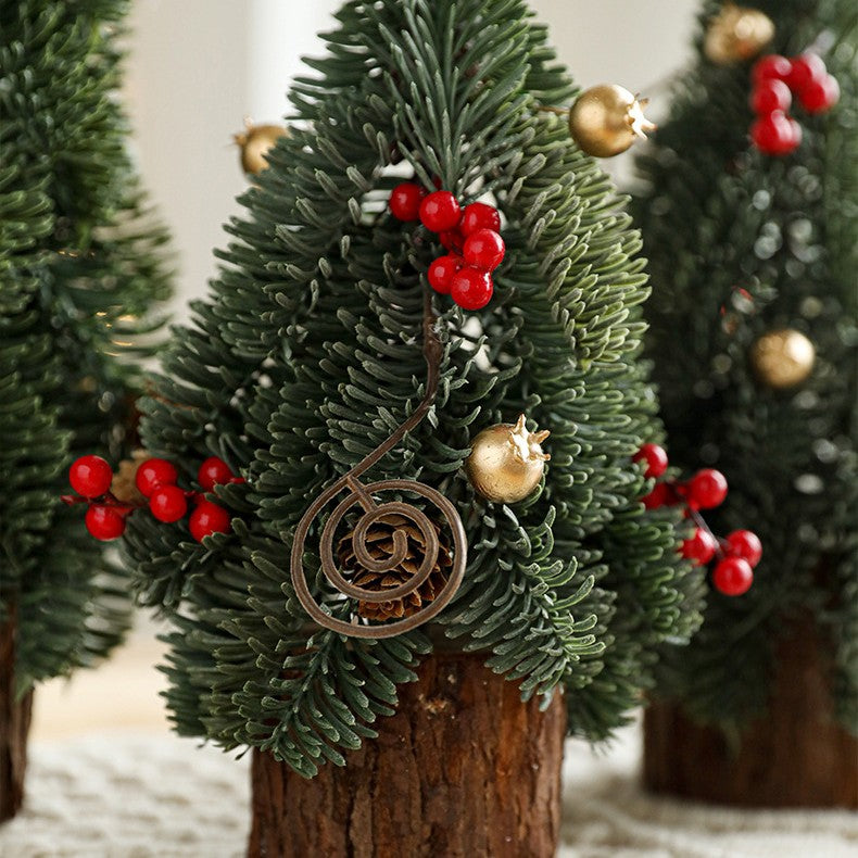 Brad Artificial de Craciun pentru Masa, Ornament Decorativ cu Conuri si Globuri, Bradut de Birou, Plastic, 26 x 12 x 12 cm, Verde