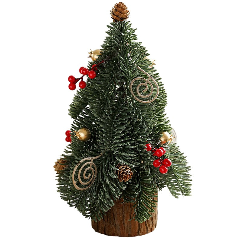 Bradut Decorativ De Craciun Pentru Masa, Ornament Festiv Cu Conuri Si Globuri, Plastic Rezistent, 30 x 15 x 15 cm, Verde