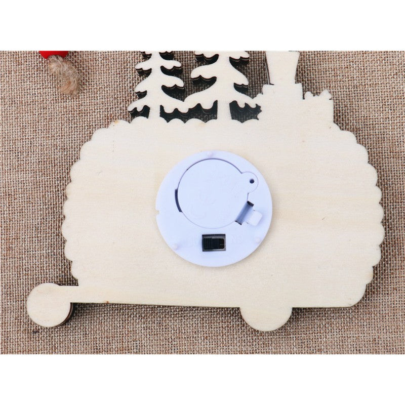 Ornament de Brad cu Lumini LED, Figurina Spărgătorul de Nuci, Lemn Natural Decupat Laser, Pandantiv Luminos Crăciun, Multicolor, 11 x 11 cm