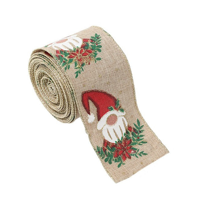 Panglica Decorativa pentru Craciun, Ornament Brad si Cadouri, Model Spiridus, Material Textil Modelabil, 200 x 6.3 cm, Khaki