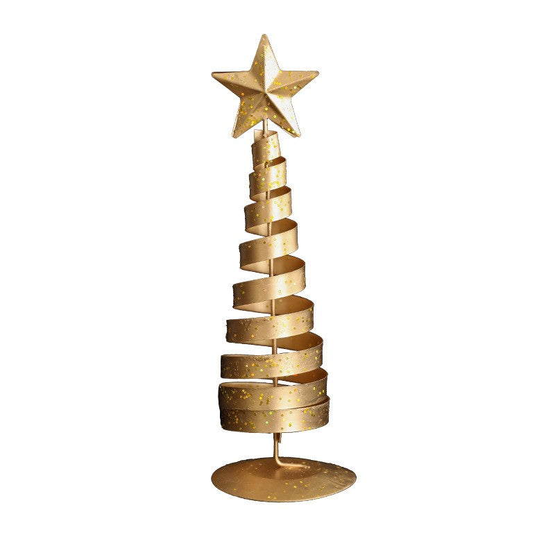 Brad de Craciun Decorativ, Ornament de Masa Tip Bradut, Metal Rezistent, Design Elegant de Sarbatori, Auriu, 20 x 6.5 x 6.5 cm