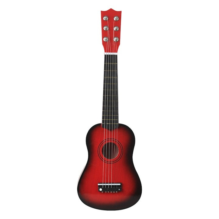 Chitara pentru Copii si Incepatori, Instrument Muzical Educativ cu 6 Corzi din Nailon, Lemn si Plastic, 53.4 x 17.5 x 5.8 cm, Rosu Lucios