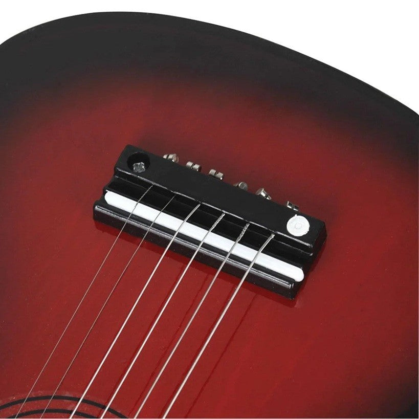 Chitara pentru Copii si Incepatori, Instrument Muzical Educativ cu 6 Corzi din Nailon, Lemn si Plastic, 53.4 x 17.5 x 5.8 cm, Rosu Lucios