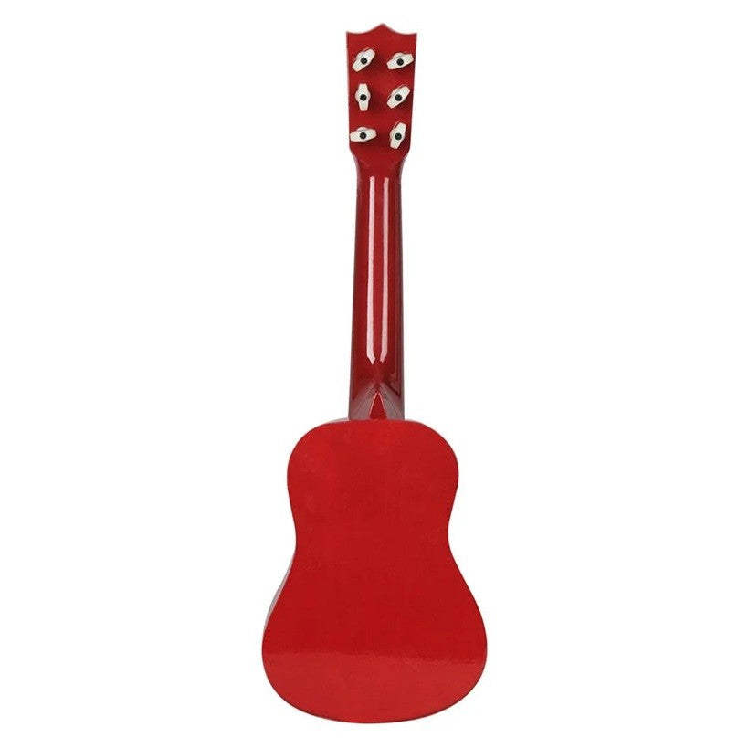 Chitara pentru Copii si Incepatori, Instrument Muzical Educativ cu 6 Corzi din Nailon, Lemn si Plastic, 53.4 x 17.5 x 5.8 cm, Rosu Lucios
