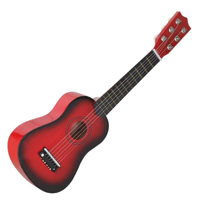 Chitara pentru Copii si Incepatori, Instrument Muzical Educativ cu 6 Corzi din Nailon, Lemn si Plastic, 53.4 x 17.5 x 5.8 cm, Rosu Lucios