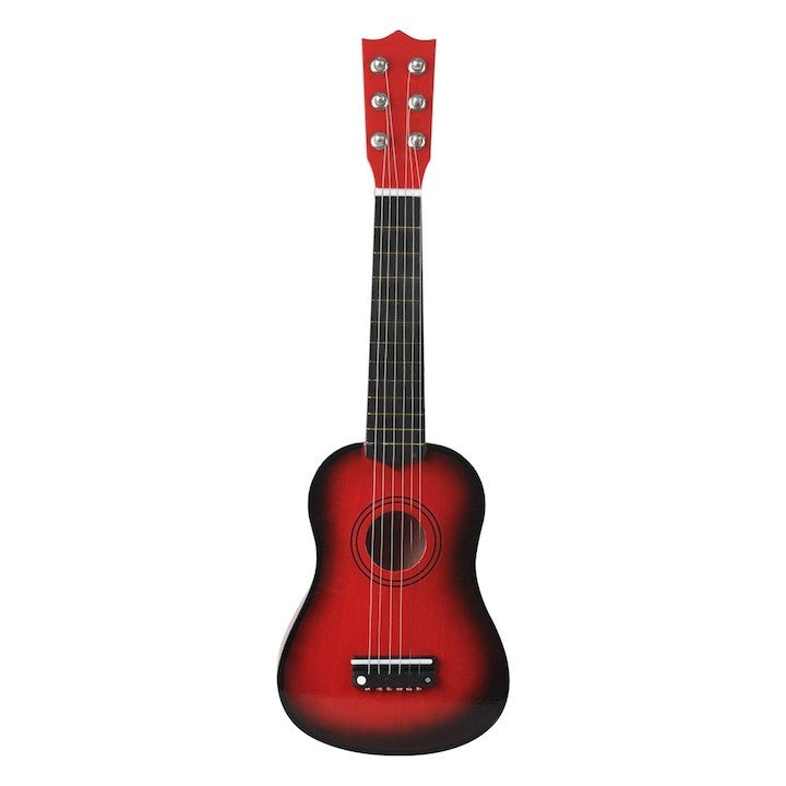 Chitara pentru Copii si Incepatori, Instrument Muzical Educativ cu 6 Corzi din Nailon, Lemn si Plastic, 53.4 x 17.5 x 5.8 cm, Rosu Lucios