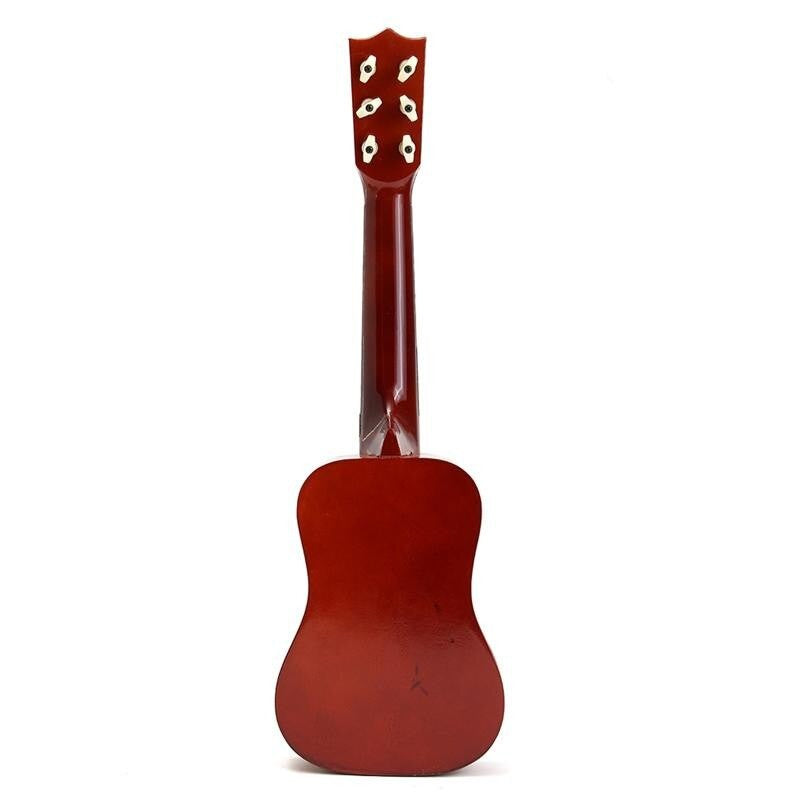 Chitara pentru Copii si Incepatori, Instrument Muzical Educativ cu 6 Corzi din Nailon, Lemn si Plastic, 53.4 x 17.5 x 5.8 cm, Maro Lucios