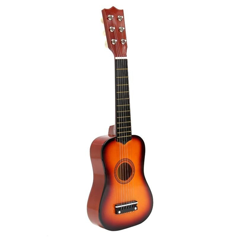 Chitara pentru Copii si Incepatori, Instrument Muzical Educativ cu 6 Corzi din Nailon, Lemn si Plastic, 53.4 x 17.5 x 5.8 cm, Maro Lucios