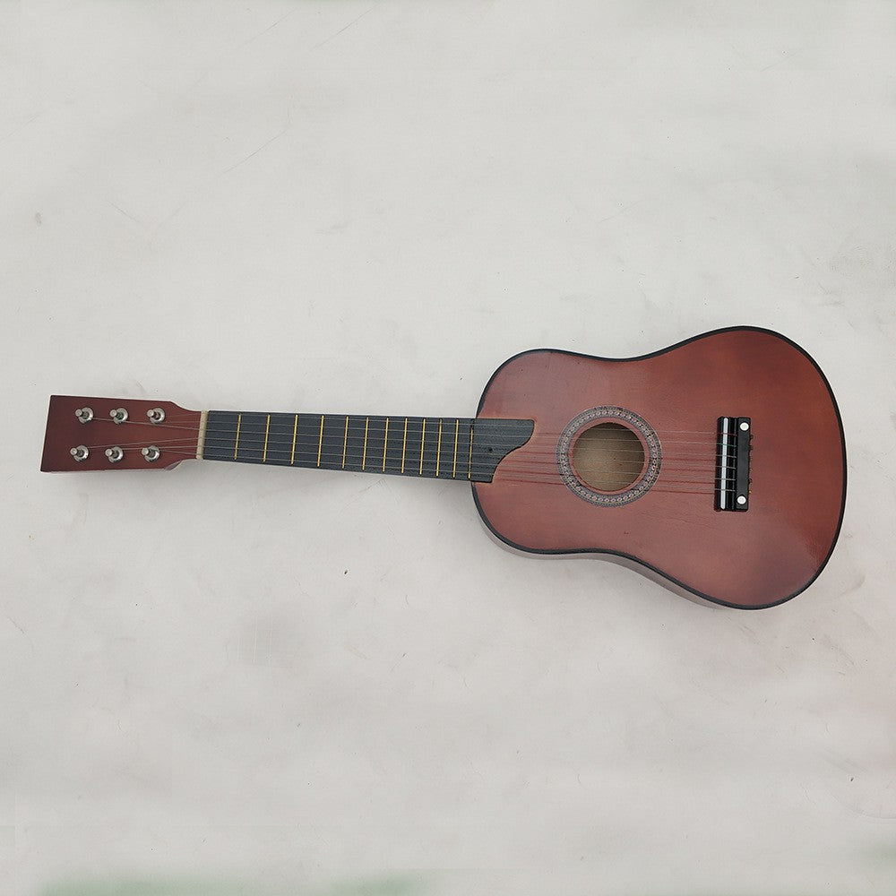 Chitară pentru Copii și Începători, Instrument Muzical Educativ cu 6 Corzi din Nailon, Lemn și Plastic, 63.5 x 22 x 5.8 cm, Maro Lucios