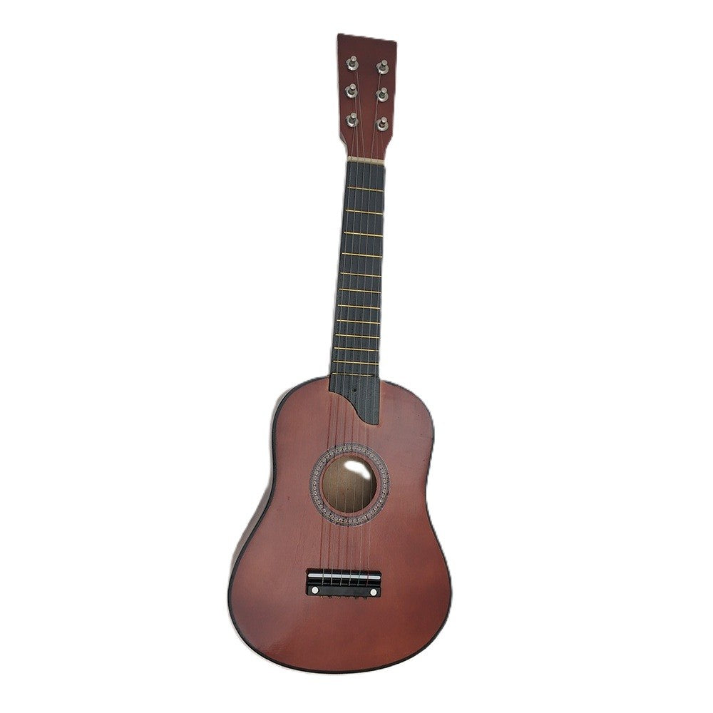 Chitară pentru Copii și Începători, Instrument Muzical Educativ cu 6 Corzi din Nailon, Lemn și Plastic, 63.5 x 22 x 5.8 cm, Maro Lucios