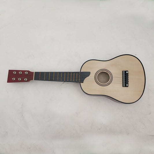 Chitară pentru Copii și Începători, Instrument Muzical Educativ cu 6 Corzi din Nailon, Lemn și Plastic, 63.5 x 22 x 5.8 cm, Maro Lucios