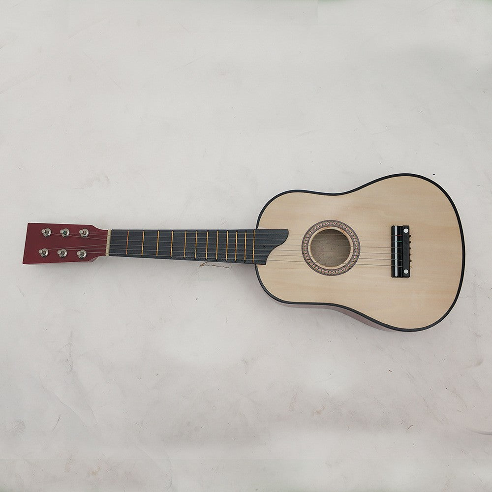 Chitară pentru Copii și Începători, Instrument Muzical Educativ cu 6 Corzi din Nailon, Lemn și Plastic, 63.5 x 22 x 5.8 cm, Maro Lucios