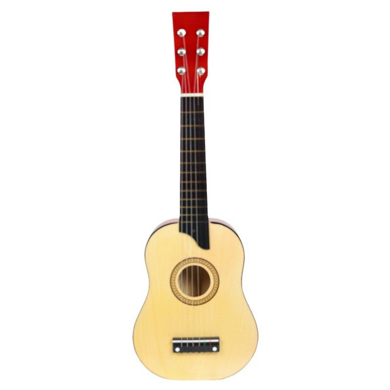 Chitară pentru Copii și Începători, Instrument Muzical Educativ cu 6 Corzi din Nailon, Lemn și Plastic, 63.5 x 22 x 5.8 cm, Maro Lucios