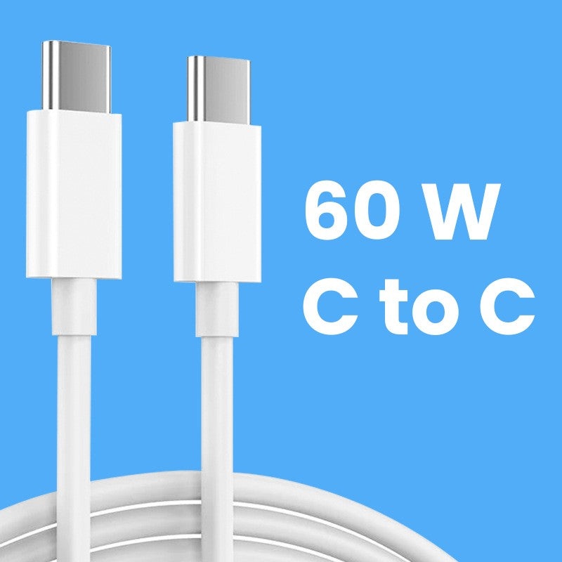Cablu de Date si Incarcare Rapida USB Type-C la Type-C, Power Delivery 60W, 130 Fire Cupru, Compatibil iOS si Android, 1 m, Alb