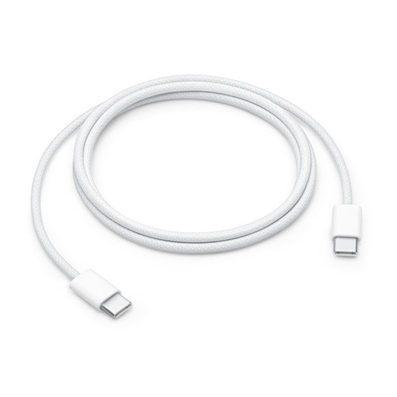 Cablu de Date si Incarcare Rapida USB Type-C la Type-C, Universal pentru Android si iOS, Interior 130 Fire Cupru, Invelis Nailon Impletit, 1 m, Alb