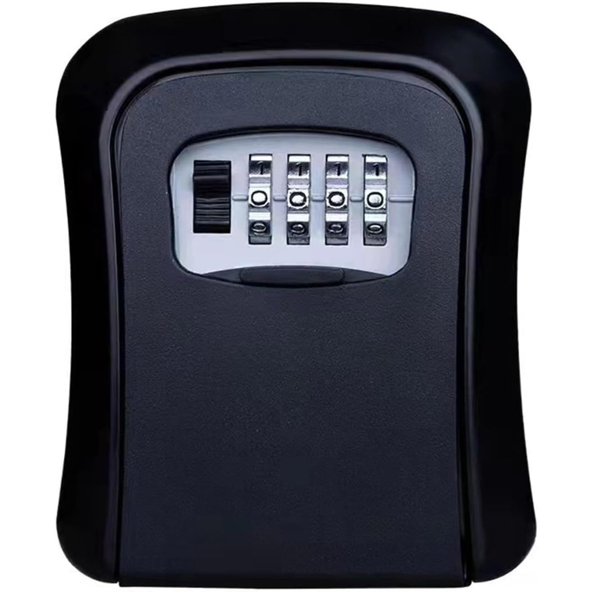 Cutie pentru Chei cu Parola, Seif Exterior pentru Perete, Cod Mecanic 4 Cifre, Aliaj Aluminiu si Plastic, Impermeabila, 12.5 x 10.5 x 5 cm, Negru