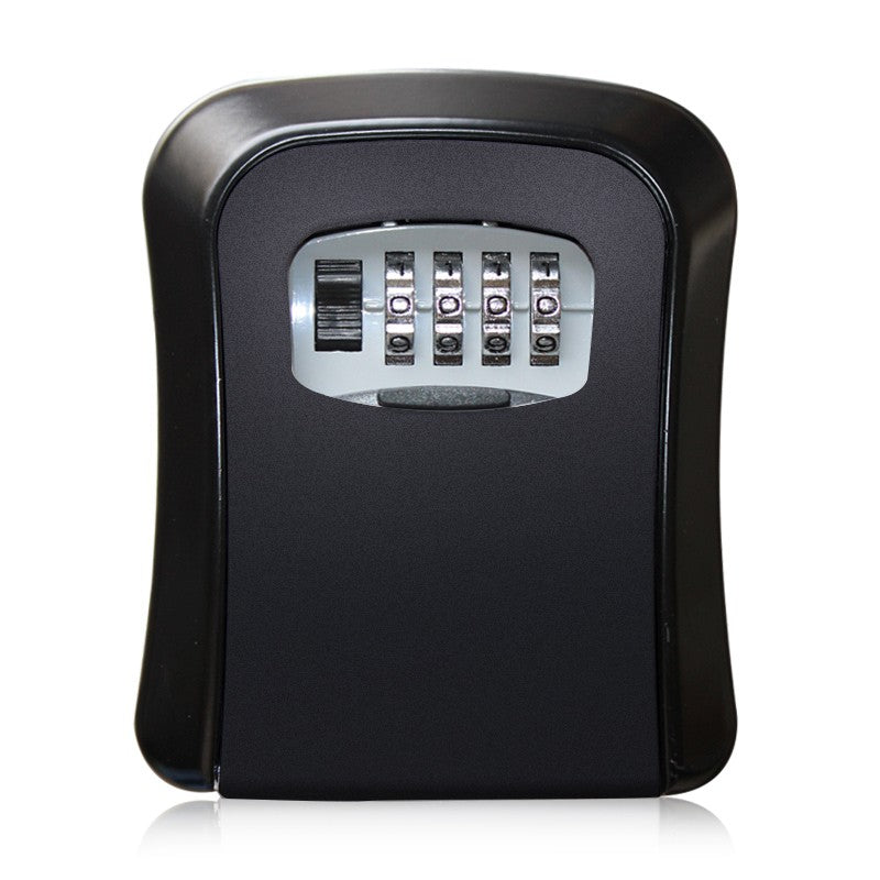 Cutie pentru Chei cu Parola, Seif Exterior pentru Perete, Cod Mecanic 4 Cifre, Aliaj Aluminiu si Plastic, Impermeabila, 12.5 x 10.5 x 5 cm, Negru