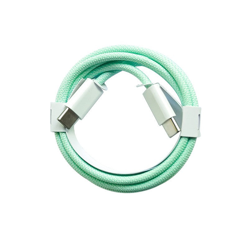 Cablu de Date si Incarcare Rapida, USB-C la USB-C, Universal pentru Telefon si Tableta, Nailon Impletit, 1 m, Verde