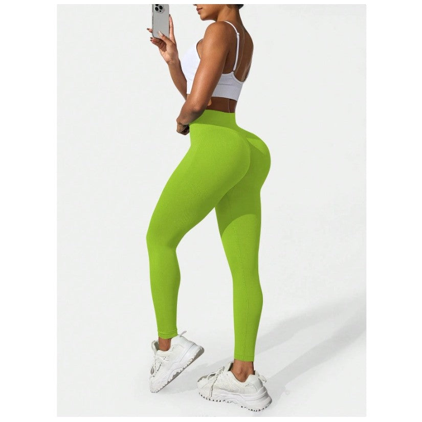 Pantaloni de Fitness si Yoga pentru Femei, Talie Inalta cu Efect de Modelare, Material Elastic din Spandex si Nailon, Verde, Marime S
