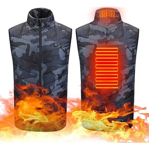 Vesta cu Incalzire Unisex, 2 Zone de Caldura cu Infrarosu, 3 Trepte de Temperatura, Incarcare USB, Material Poliester si Bumbac, Albastru, Marime XL (58-65 kg)