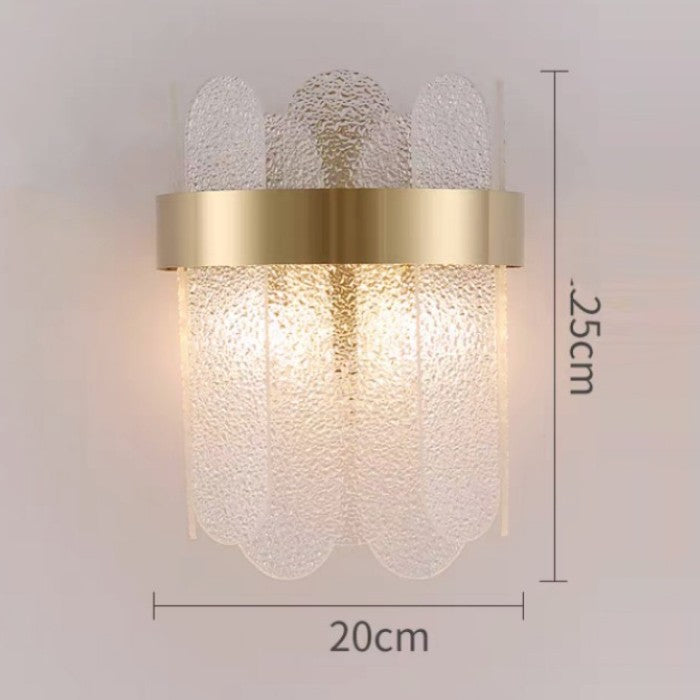 Aplica de Perete pentru Interior, Lampa de Lux cu Cristale Transparente, Structura Inox, Lumina Reglabila Calda Rece Neutra, Auriu, 25 x 20 cm