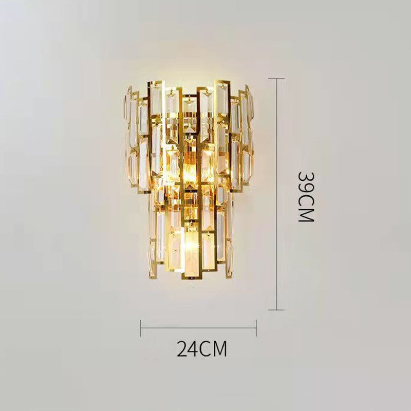 Aplica de Perete pentru Interior, Lampa de Lux cu Cristale si Inox Auriu, 3 Tipuri de Lumina Calda Rece Neutra, 39x24 cm, Auriu