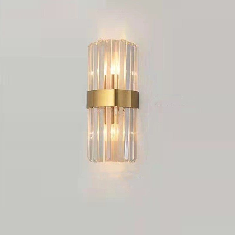 Aplica de Perete pentru Interior, Lampa de Lux cu Cristale Transparente, Corp de Iluminat din Inox Auriu, 3 Tipuri de Lumina Calda Rece Neutra, 35 x 14 cm, Transparent Auriu
