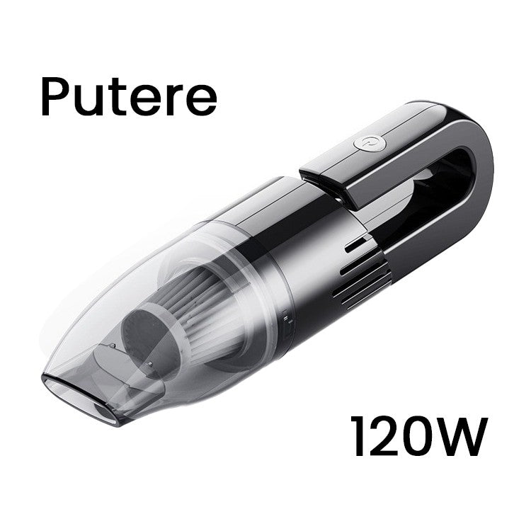 Aspirator Auto Portabil Fara Fir, Vacuum Dual pentru Masina si Casa, Putere 120W, Aspirare 6000Pa, Acumulator 2000mAh, Material ABS, 30 x 7.5 cm, Negru