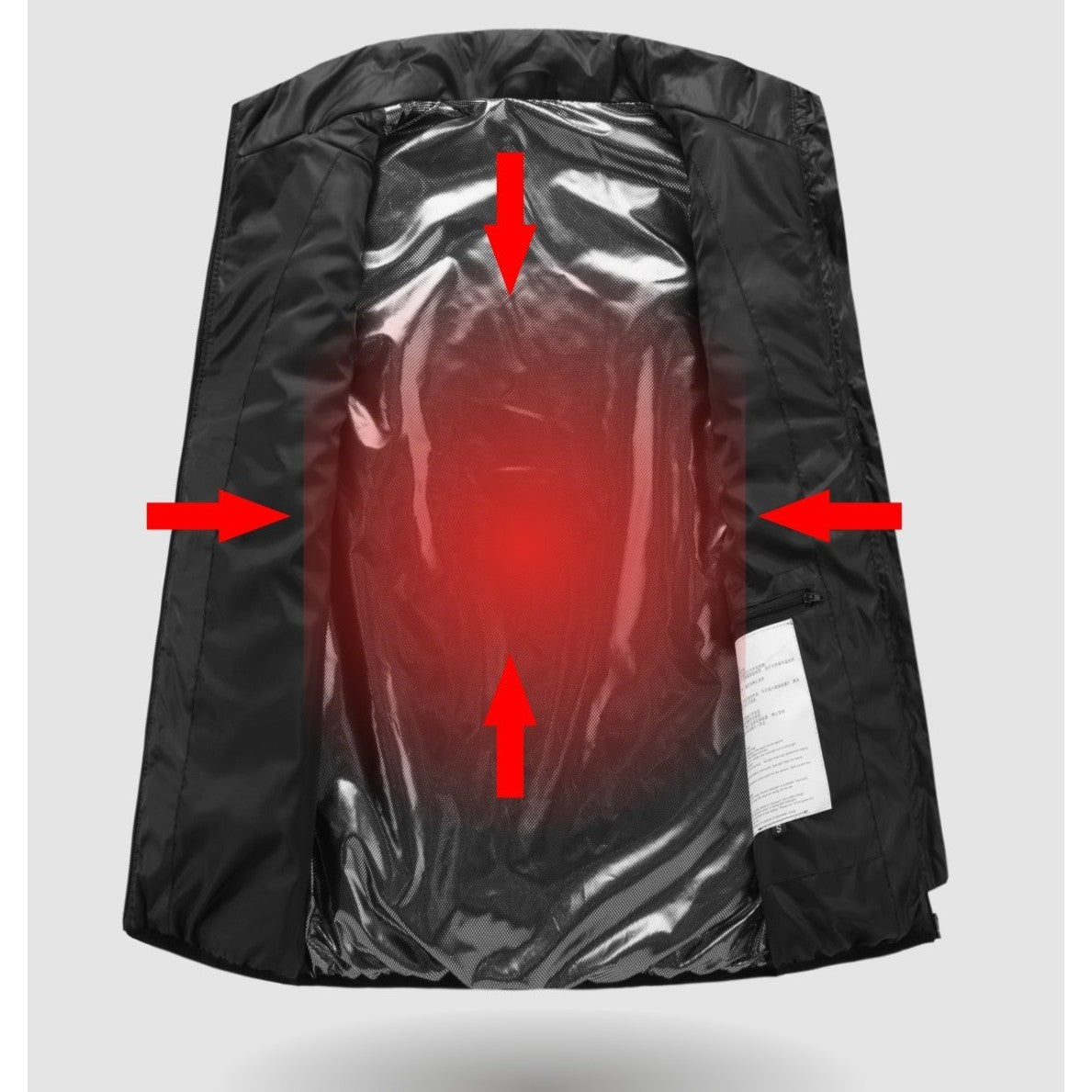 Vestă Încălzită Inteligentă Unisex, 2 Zone de Încălzire cu USB și 3 Trepte de Temperatură, Poliester și Bumbac, Negru, Mărime XXL, 65-75 kg