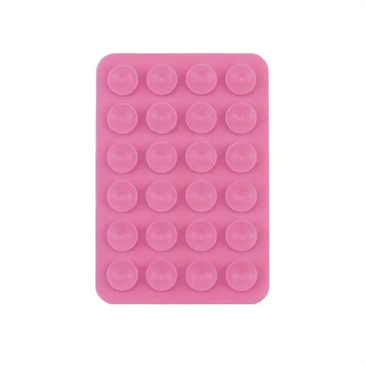 Suport Telefon si Tableta cu 24 Ventuze, Suport Auto si Selfie din Silicon pentru Tik-Tok, Universal, 8 x 5.5 cm, Roz